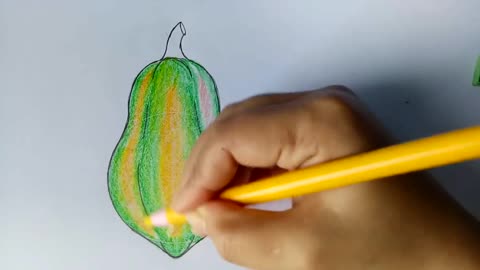 How to draw Papaya step by step (very easy) __ art video