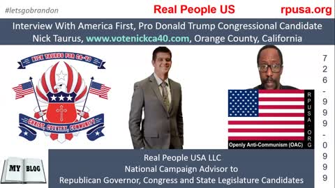 Interview With America First, Pro Donald Trump Congressional Candidate Nick Taurus