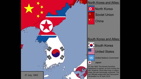 The Korean War with flags Every Day