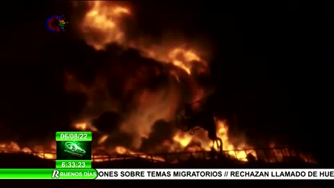 Fire spreads at Cuban fuel storage facility hit by lightning