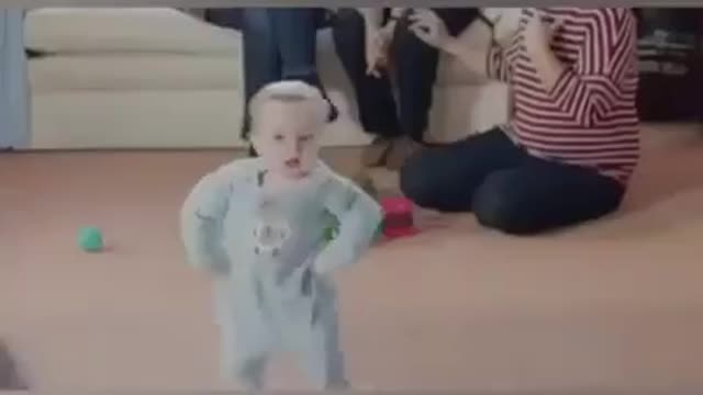 Baby learns how to walk