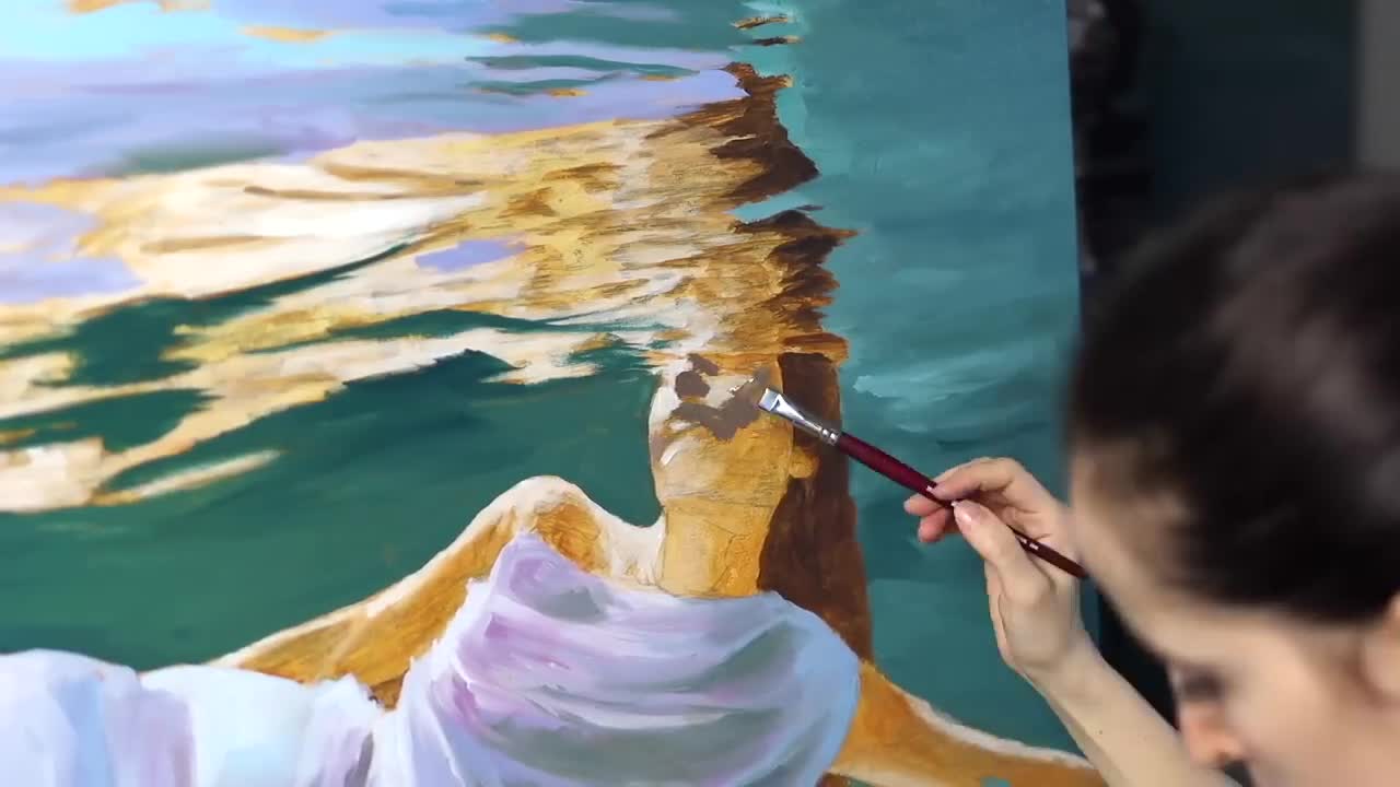 I painted myself underwater (it took 4 months) | Oil Painting Time Lapse | Realistic Water