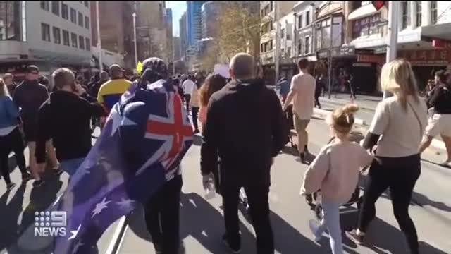 THOUSANDS swarm Sydney's CBD protesting the lockdown!