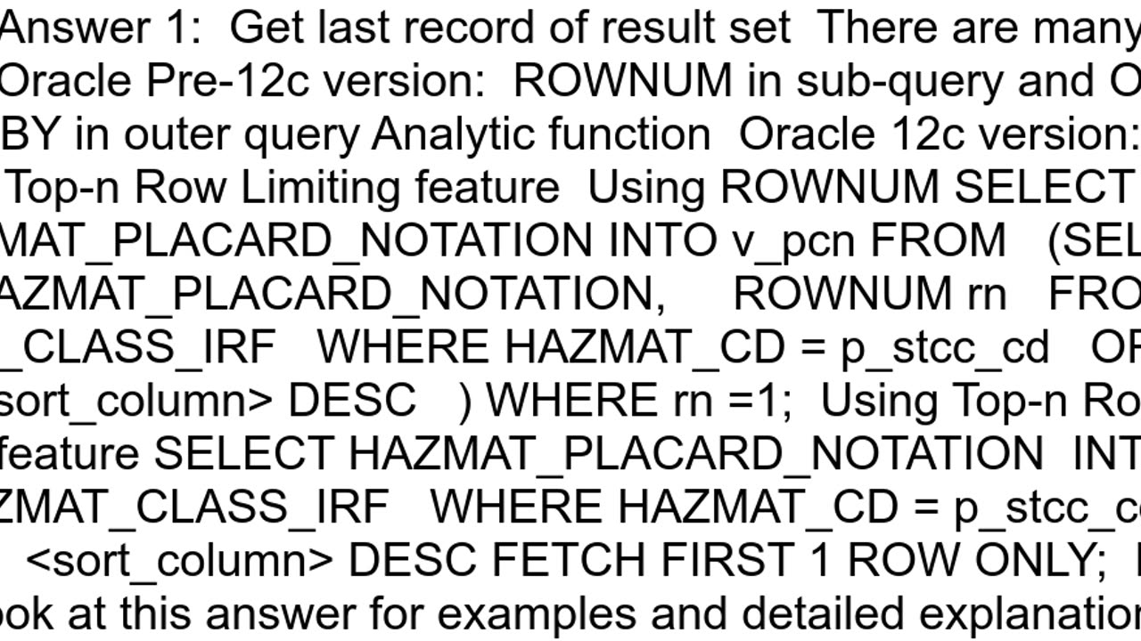 Get last record of result set