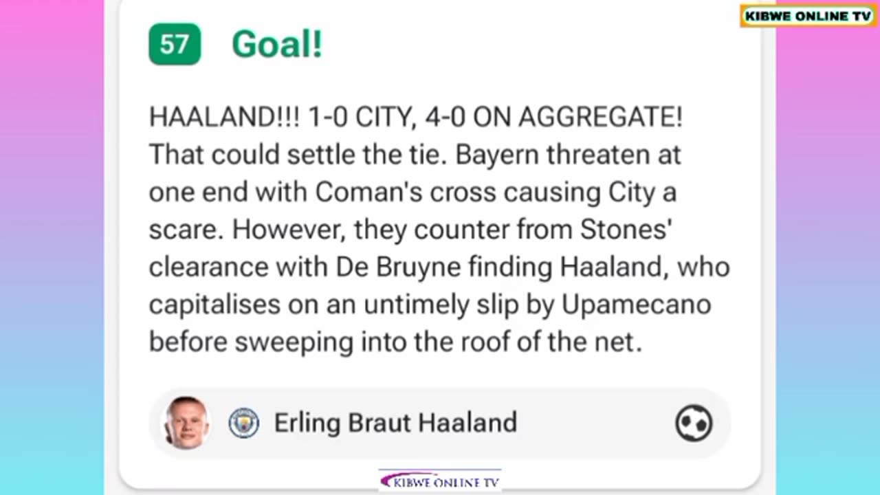 Today's haland goal vs bayern munich ( bayern munich vs man city) 0-1/18-04-2023