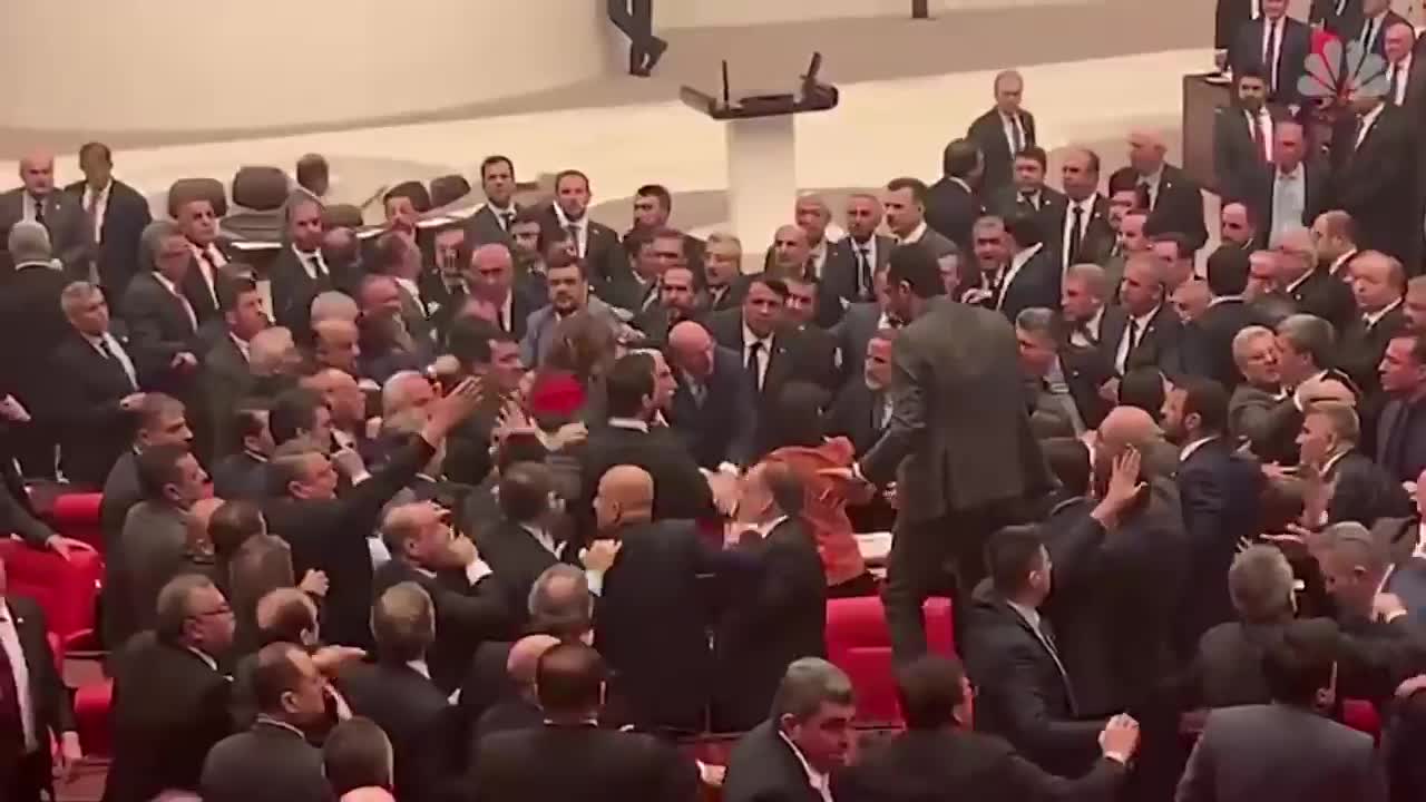 Fists Fly As Lawmakers Brawl In Turkish Parliament | NBC News