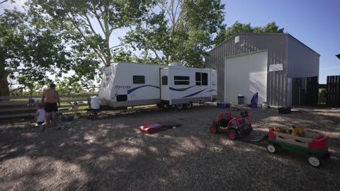 385. Packing the camping trailer full.