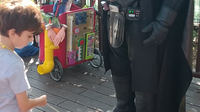 Houston superhero party character vader shows rescue boba Fett from the sarlaac pit at birthday