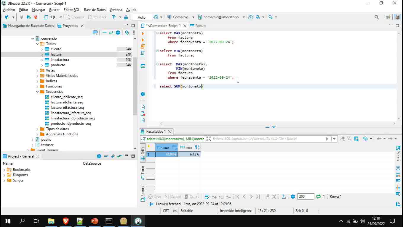 Lenguaje SQL y PostgreSQL parte 10. Consulta agregadas