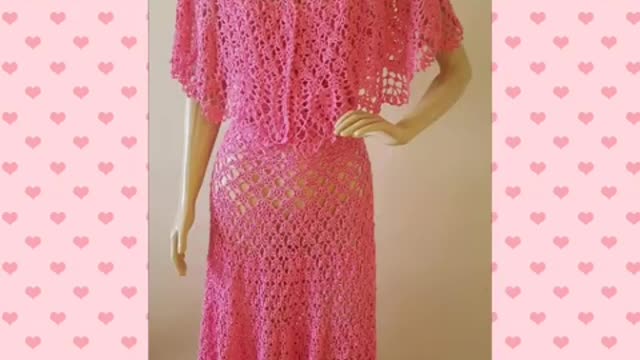 Beautiful crochet dress Rita pink pattern