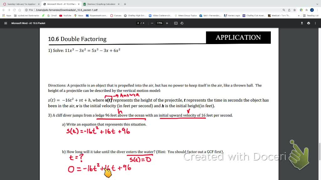 IM2 Alg 1 Trad. 10.6 Application