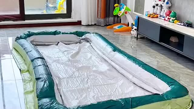 It's convenient to inflate your child's new swimming pool