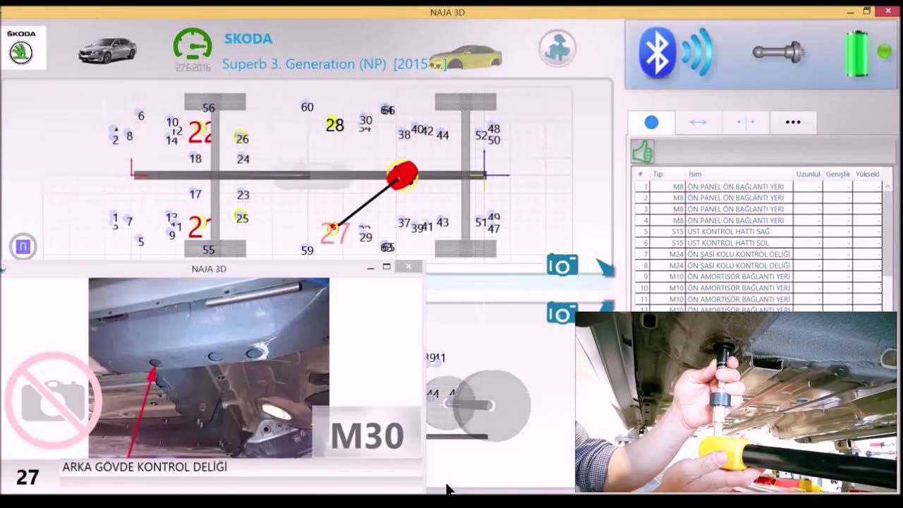 Electronic car measuring system NAJA 3D in use | Celette