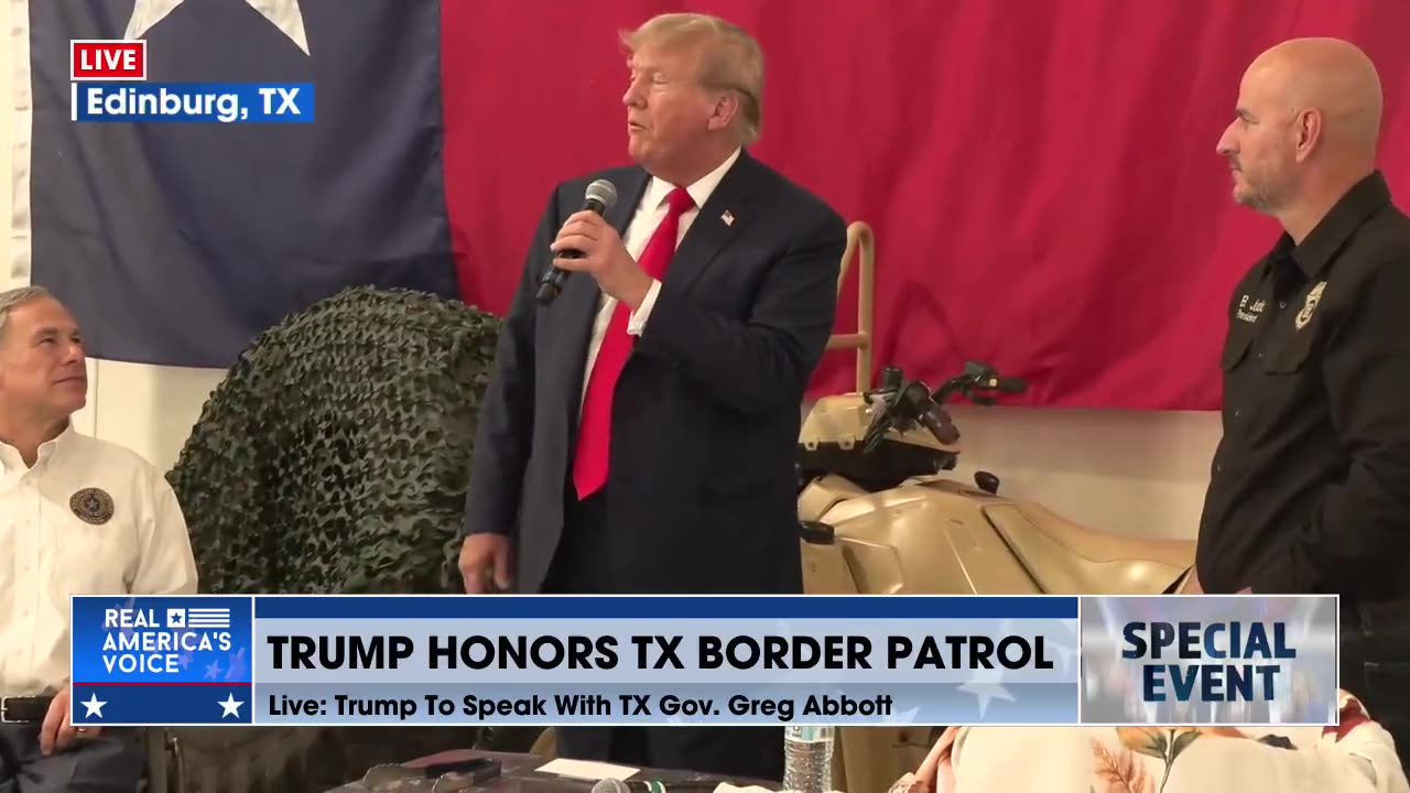 President Trump alongside Gov. Abbott thanks American servicemembers