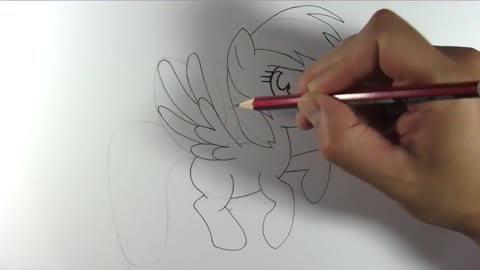 Learning to draw a pony in the colors of the rainbow.