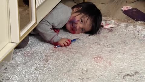 Little Boy Gets Into Mom's Cosmetics