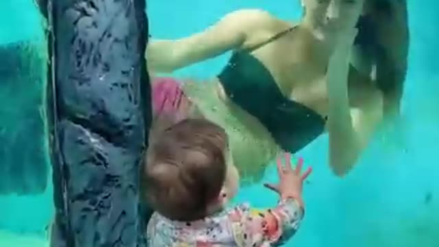 Mermaid say hellow to little baby wawoo amazing