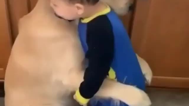 DOG and baby loving each other