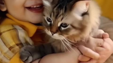 Cute cat and cute baby video