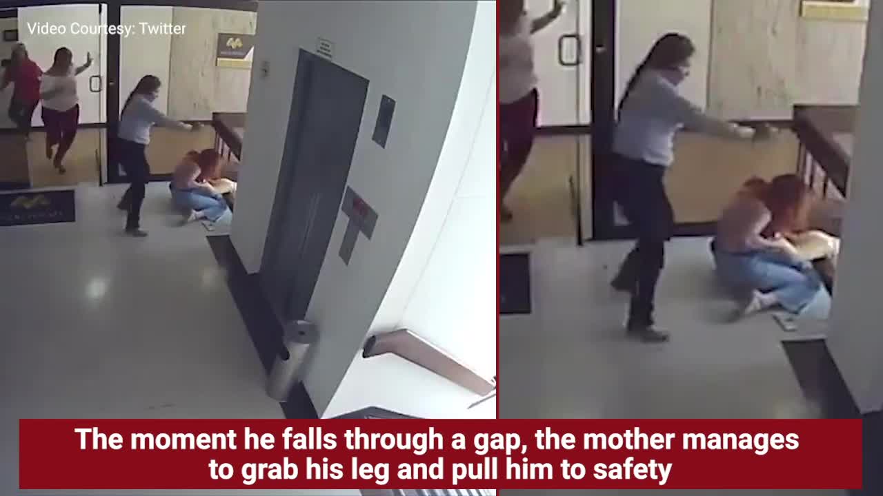 MUST WATCH!! Mom saves toddler from falling off building stairwell