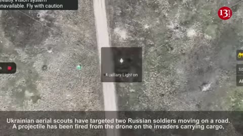"Duel" of a Russian soldier carrying cargo with a drone on the road - he couldn't move