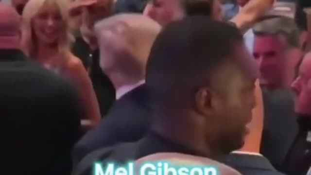 Mel gibson salutes former president Trump at UFC