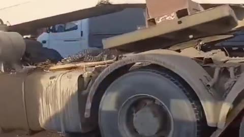 An accident on the highway in Russia. Oversized