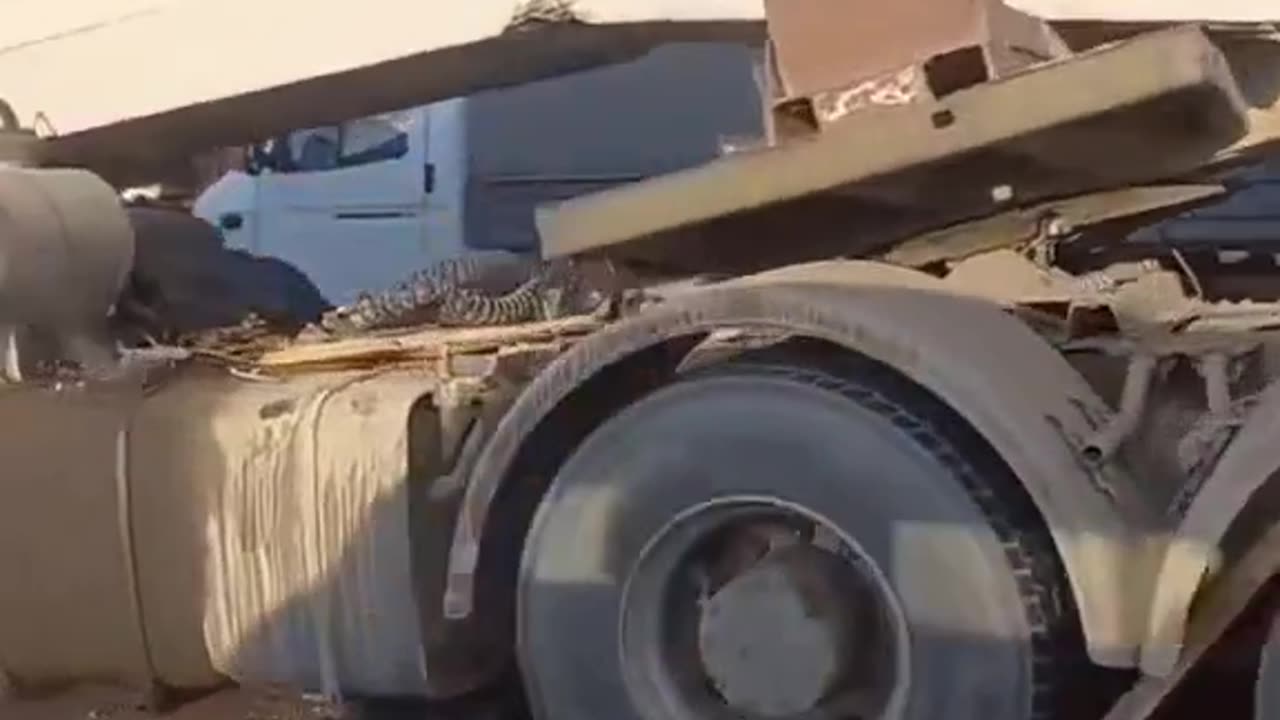 An accident on the highway in Russia. Oversized