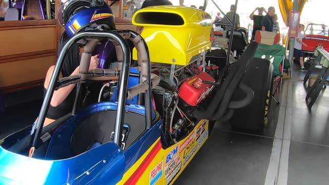 Joanna running the Dragster