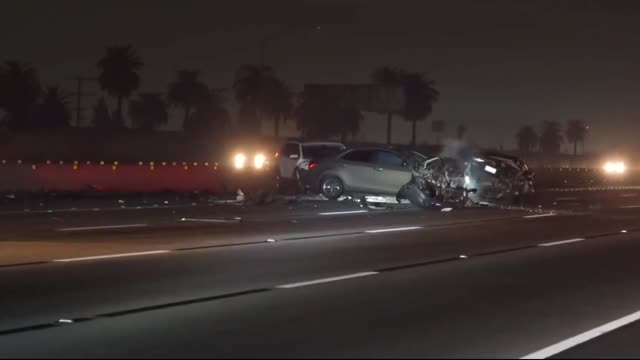 *CAUGHT ON CAMERA* multi car highway accident