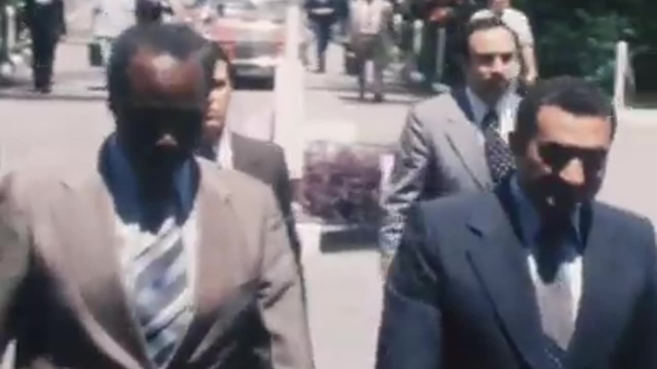 Egypt's Hosni Mubarak in Mombasa in 1977.