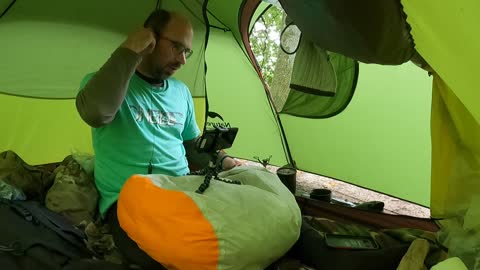 Going to....... before clearing down the inside of the tent..