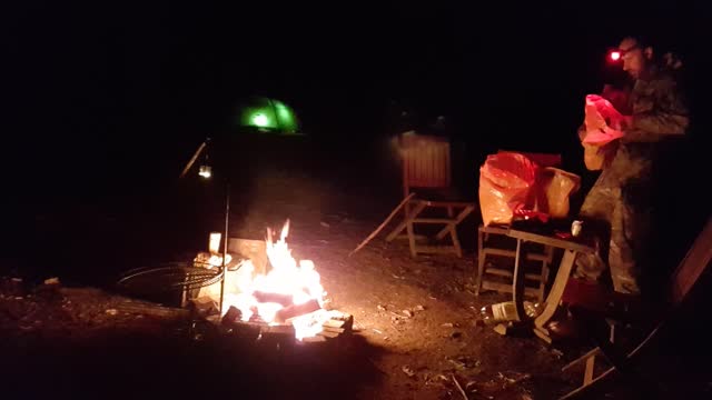 Taking gear back to the tent. Night vlog