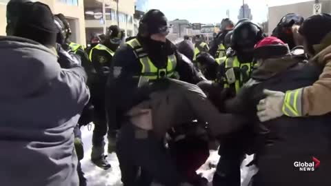 Ottawa. Justin Castro's police beat back freedom protesters in typical communist style.