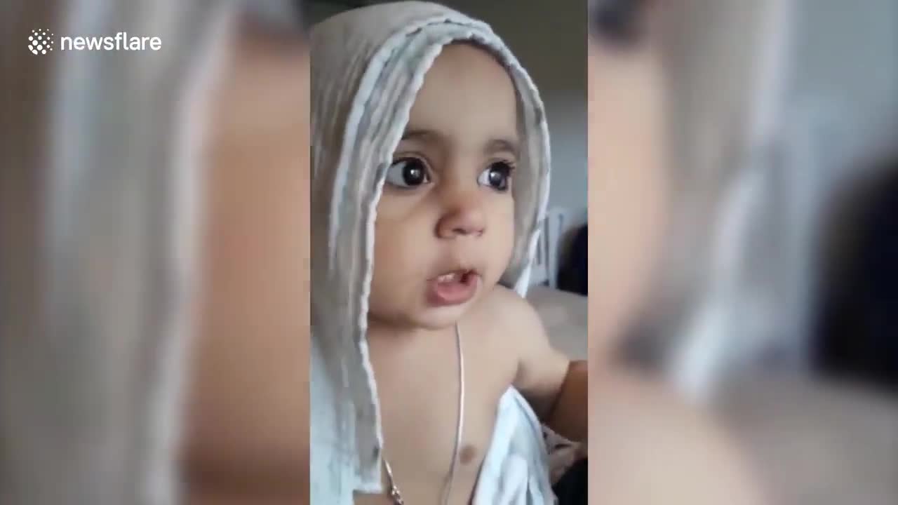 Funny baby in cold