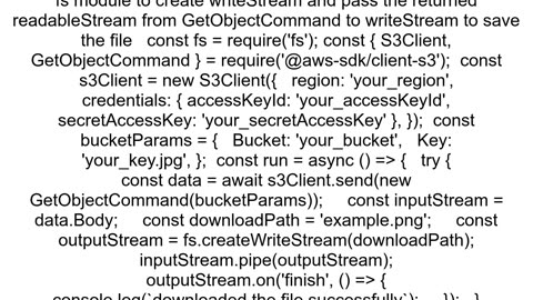 How to save file from S3 using awssdk v3