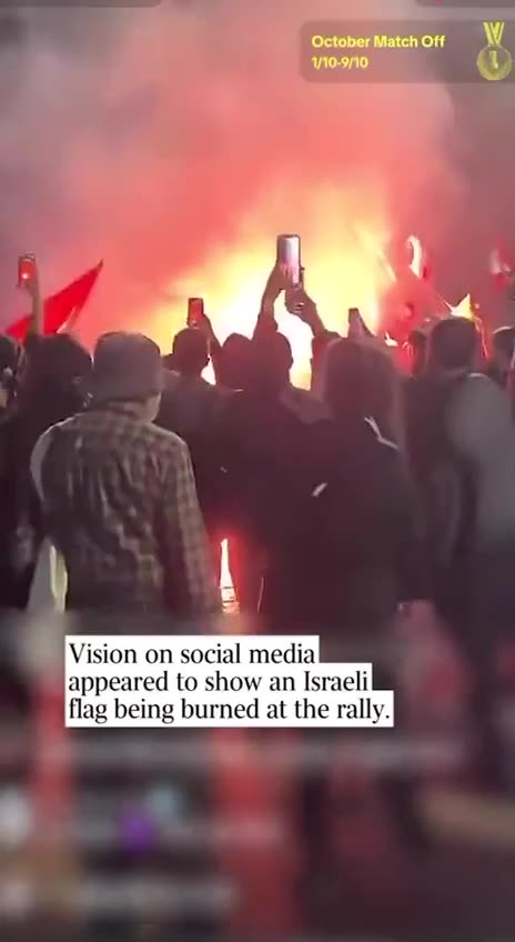 Palestinians protest in Sydney Australia as the Israel flag was lit up on the Opera House.