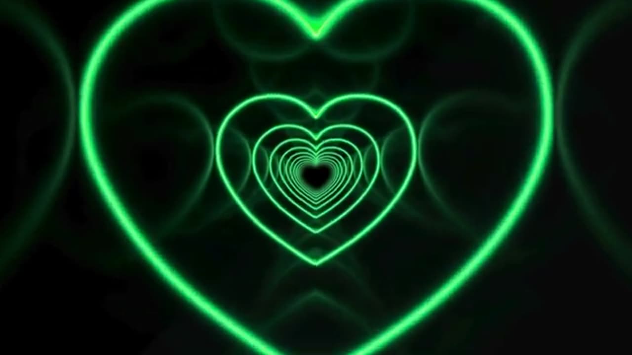 709. Neon Lights Heart Tunnel💚Purple Heart Background Neon Heart