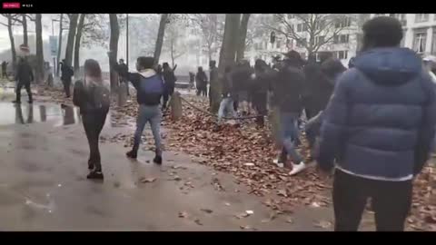 Violence in The Anti Vaccine Passport Protest - Brussels 21-11-2021