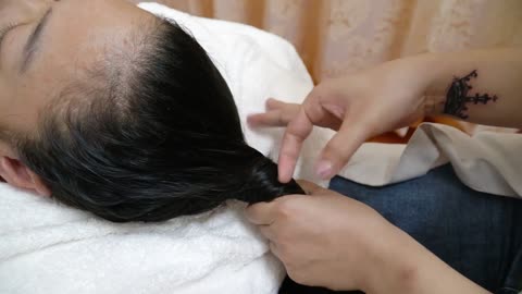 ASMR ear massage, chest massage, hair massage