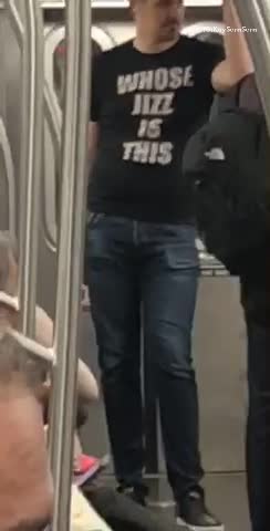 Whose jizz is this black shirt subway train