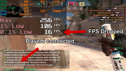 CSGO drops FPS everytime someone connects to the server