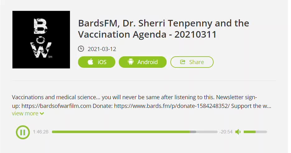 BardsFM, Dr. Sherri Tenpenny and the Vaccination Agenda - 20210311