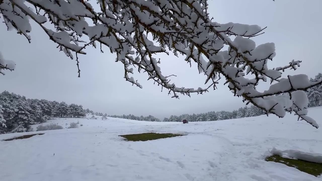 SNOW CAMPING IN THE STORM WITH OUR NEW INFLATABLE TENT 3