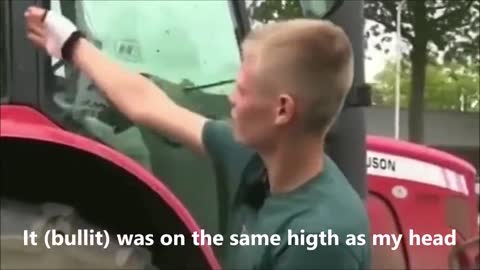 Dutch farmers region: 16 year old shows bullet hole from police shooting