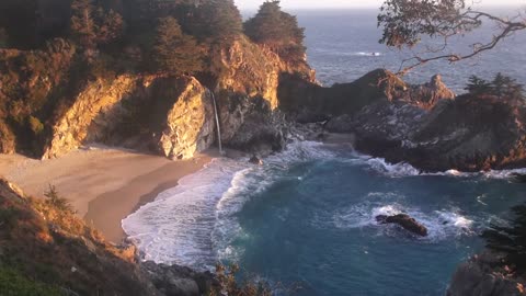 Relaxing 3 Hour Video of a Waterfall on an Ocean Beach at Sunset