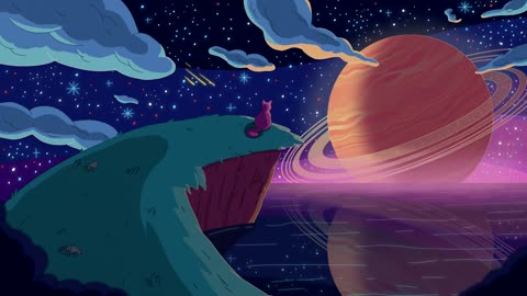 Purrple Cat - Distant Worlds 🪐 [lofi hip hoprelaxing beats]