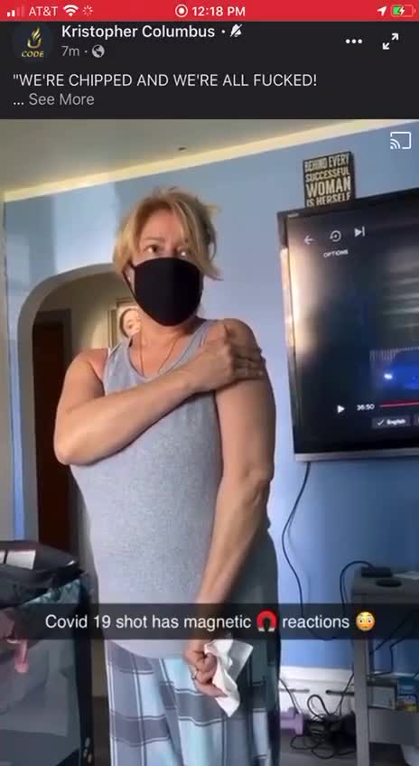 Covid19 "vaccine" - Magnet sticks to injection site video1