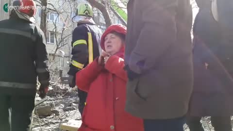 Shells hit near firefighters during evacuation in Kharkiv, Ukraine
