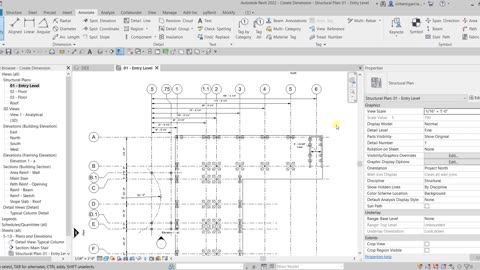 REVIT STRUCTURE 2022 LESSON 33 - HOW TO CREATE DIMENSIONS